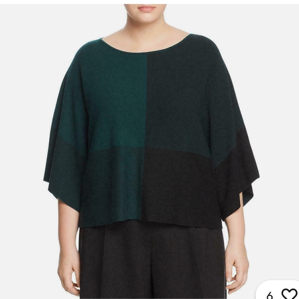 Eileen Fisher Womenâs Green Tencel Bateau Pullover Shirt Small